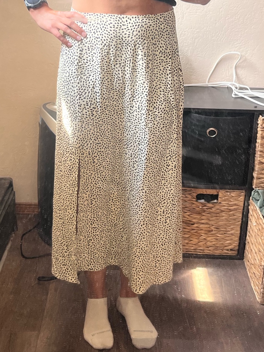 Primark Cream and Black Speckled Midi Skirt